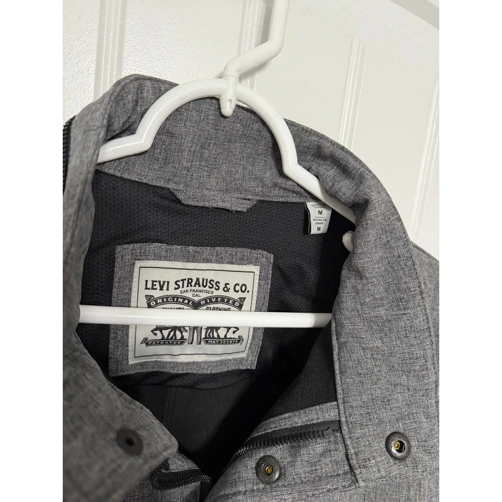 Levi Strauss & Co Jacket Mens Medium Heathered Grey Zip Snap Front EUC